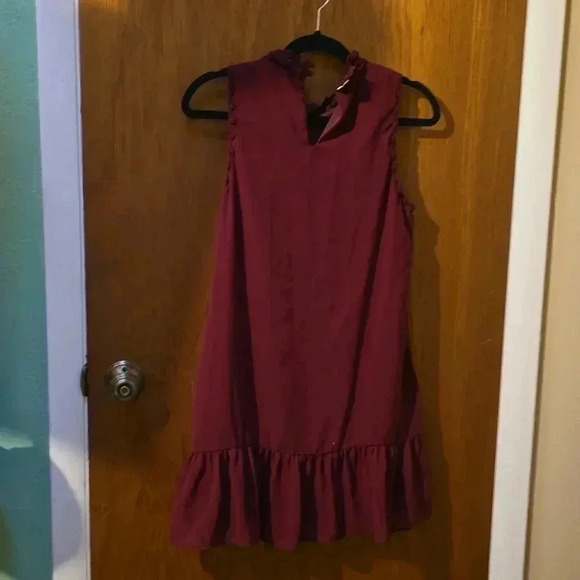 Entro Maroon Lace Ruffle Dress S - Picture 4 of 7